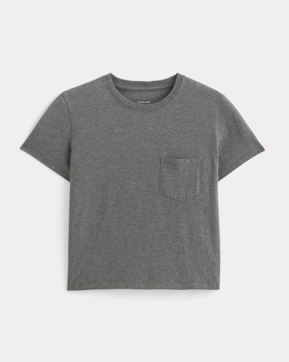 The Box-Cut Tee in Essential Cotton in Heathered Charcoal — alternate view