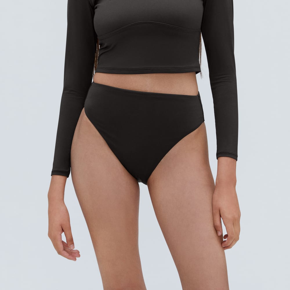 The High-Rise Cheeky Bikini Bottom in Black — alternate view