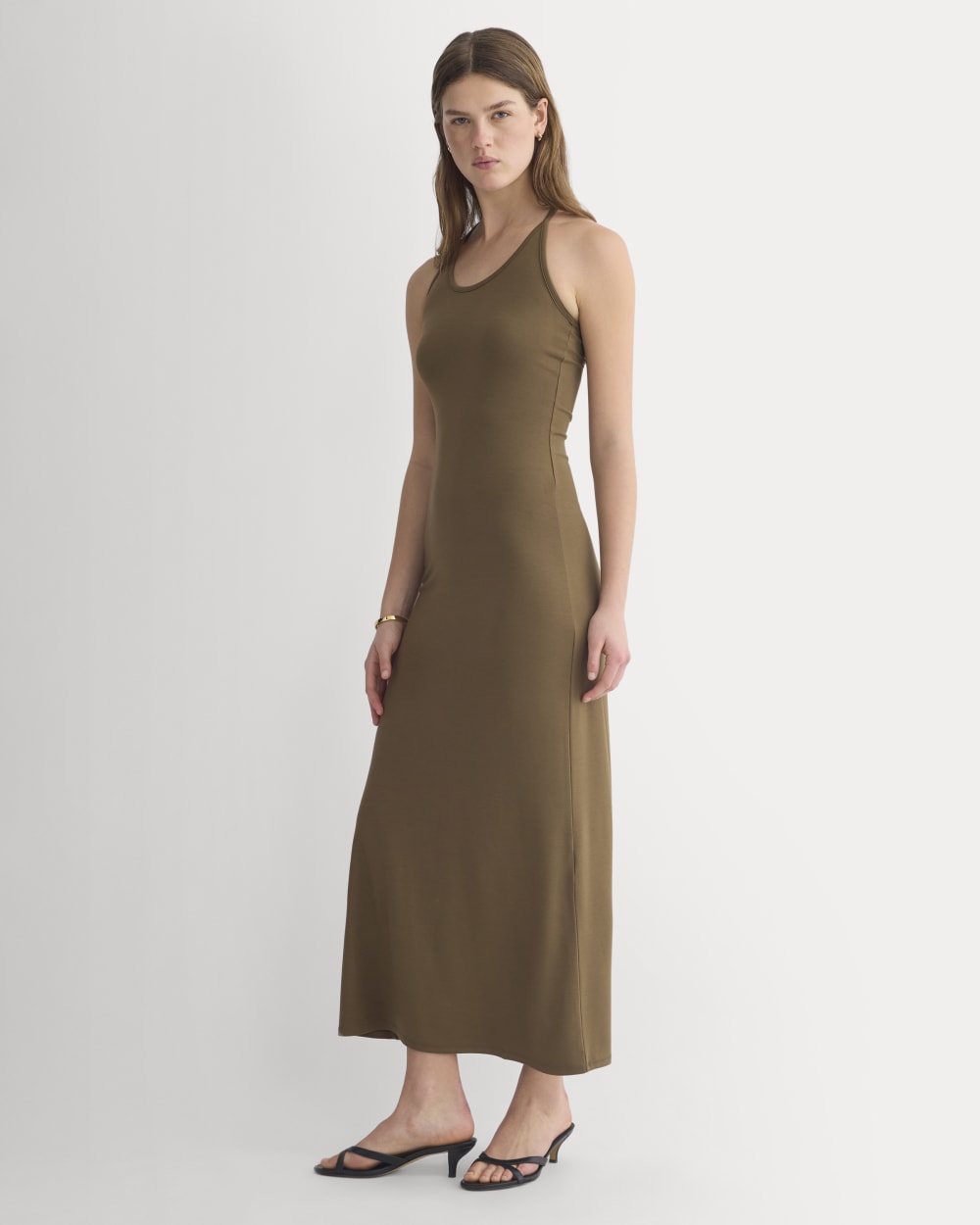 Racerback Maxi Knit Dress in Beech — front view