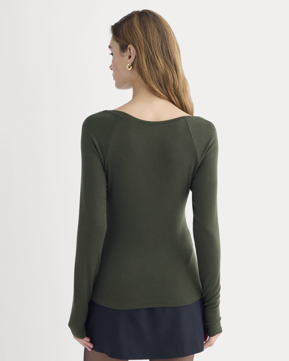 Sweetheart-Neck Top in Butterluxe in Dark Green — detail view