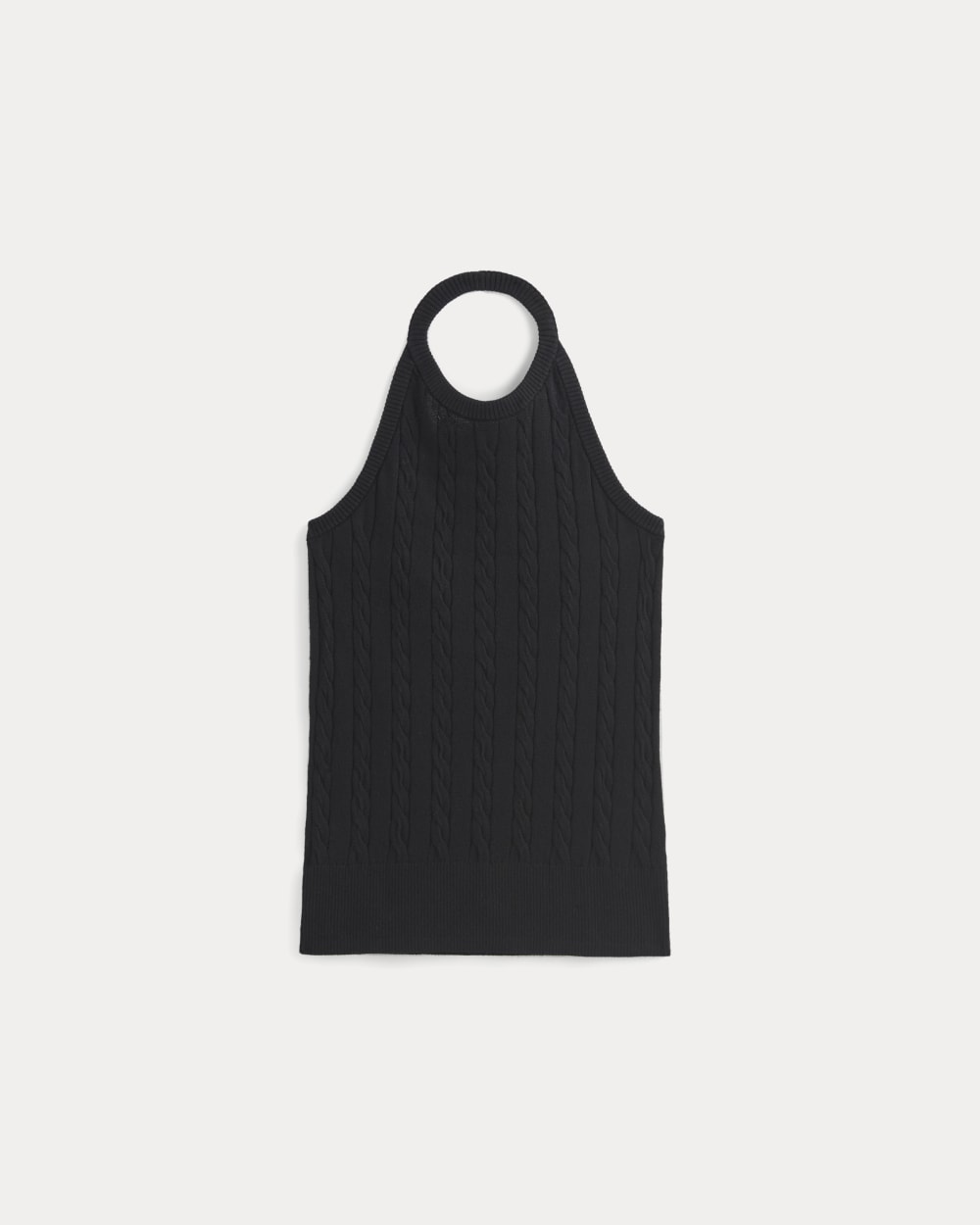 The Cable Halter in Cotton Cashmere in Black — alternate view