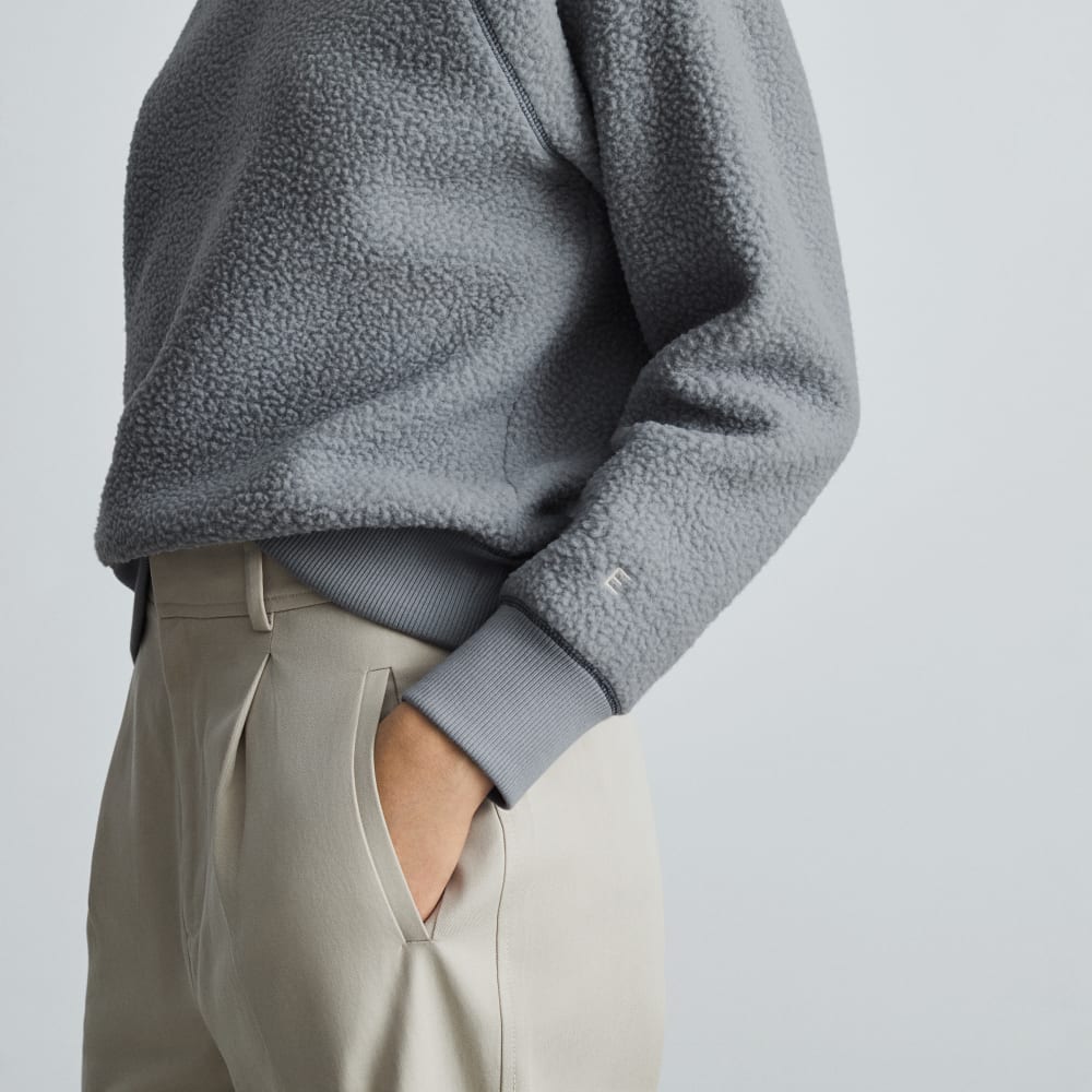 The ReNew Fleece Raglan Sweatshirt in Smoke — detail view