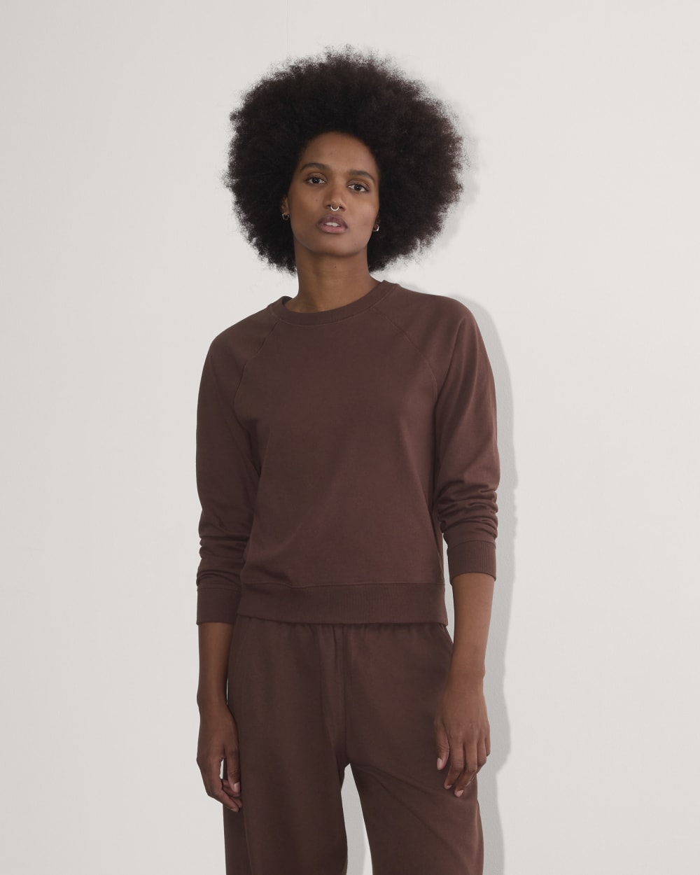 The Off-Duty Long-Sleeve Tee in Dark Mahogany — front view