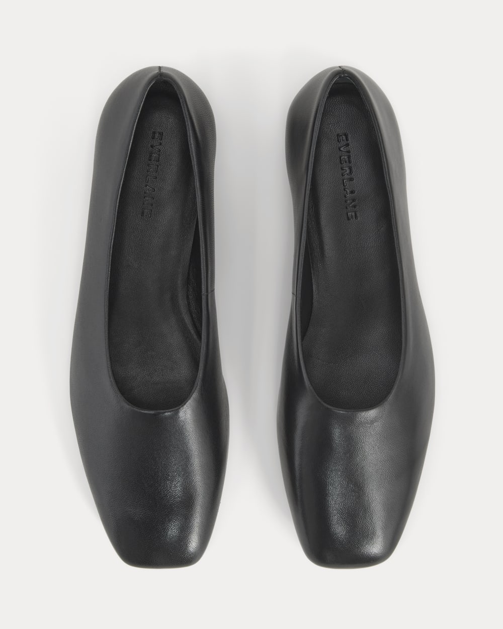 Gallery Square-Toe Flat in Black — detail view