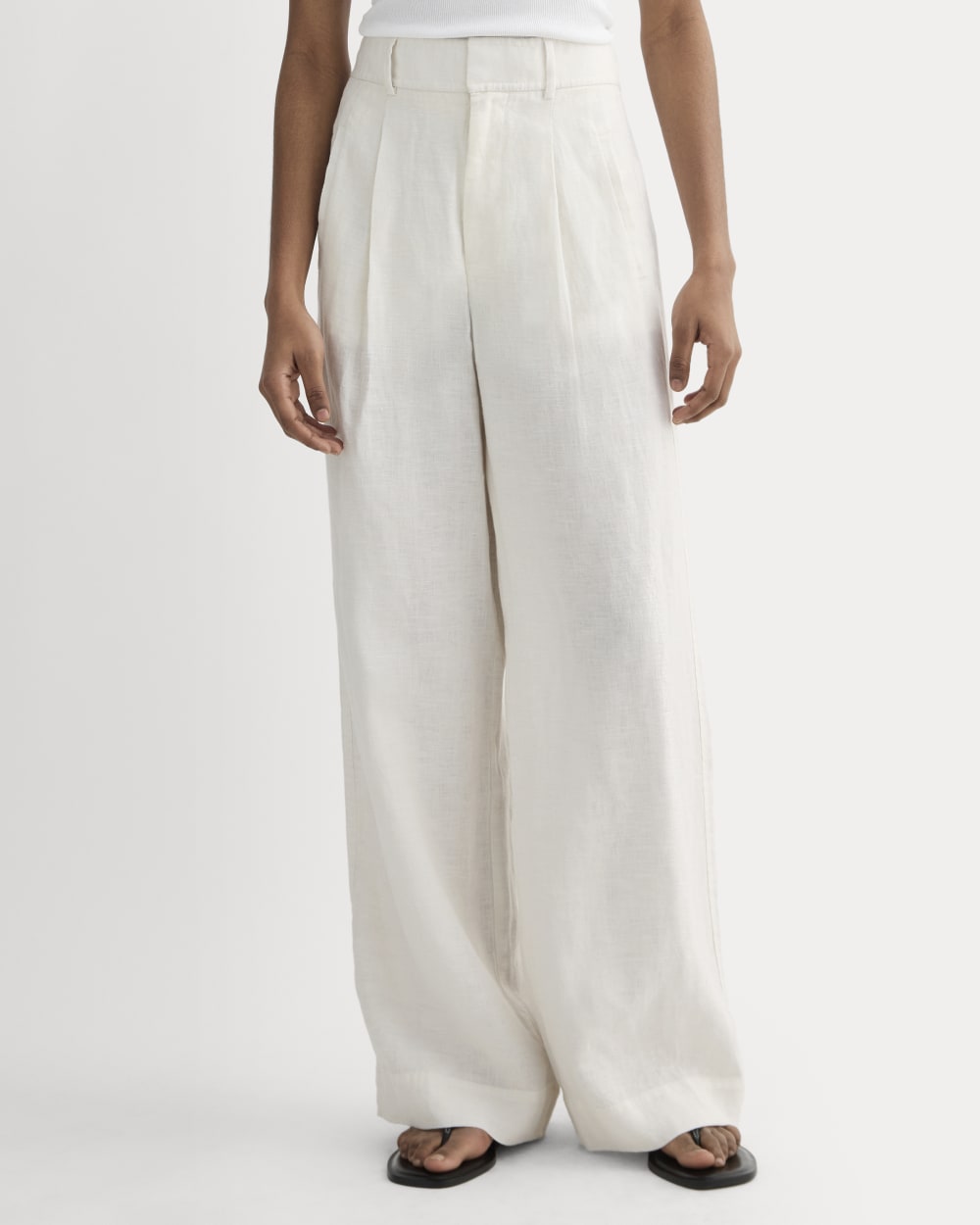 The Linen Way-High® Drape Pant in Natural Chambray — detail view