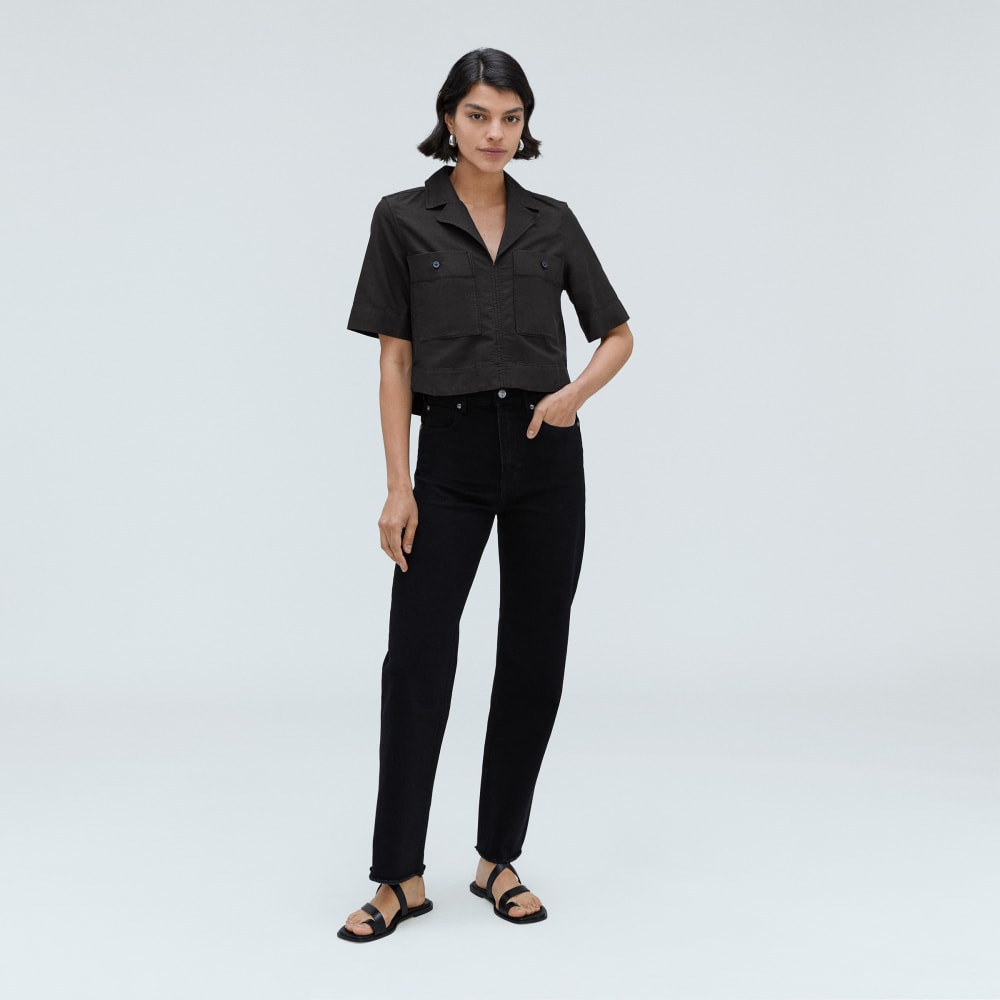 The Oxford Popover in Black — detail view