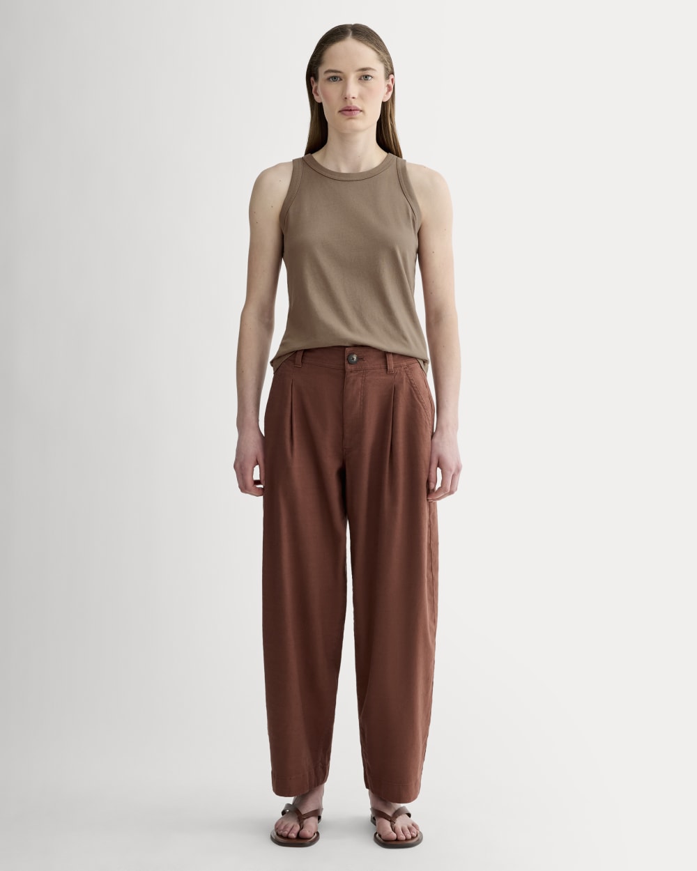 The Tank in Essential Cotton in Mocha — detail view