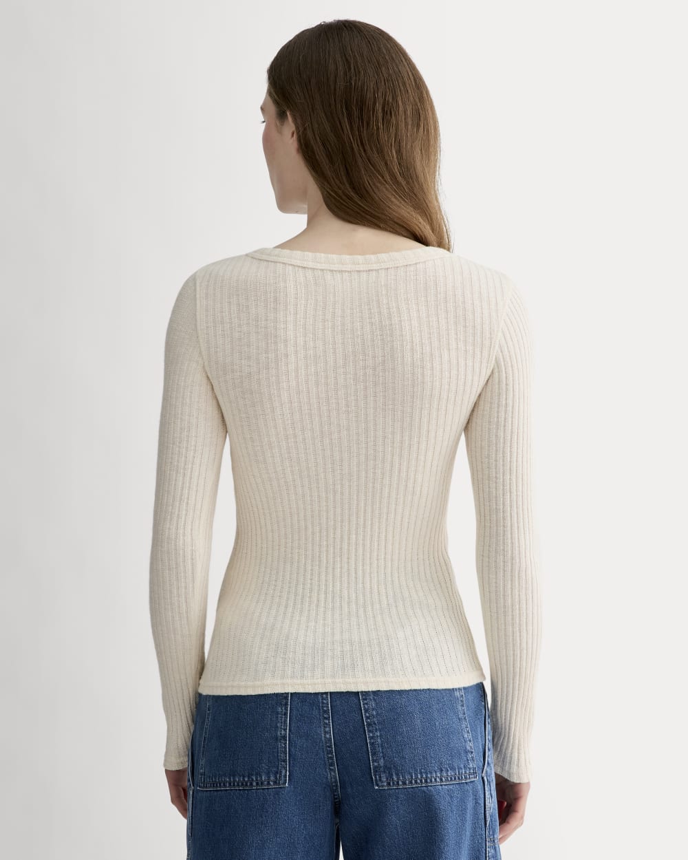 The Cozy Rib Henley in Bone — detail view