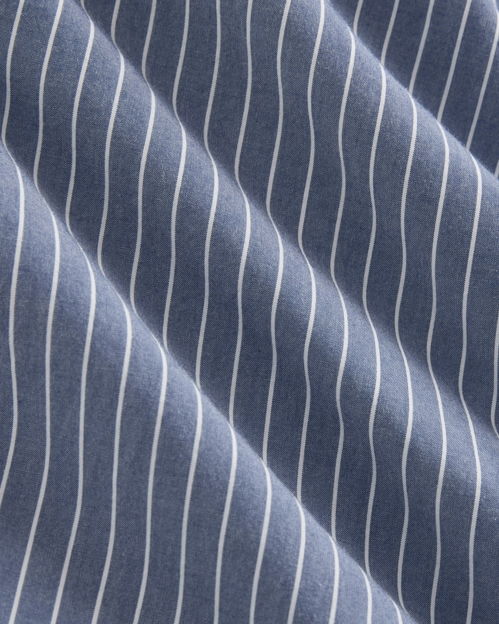 The Drawcord Shirtdress in Ultrasoft Cotton in Mazarine Blue / Optic White — detail view