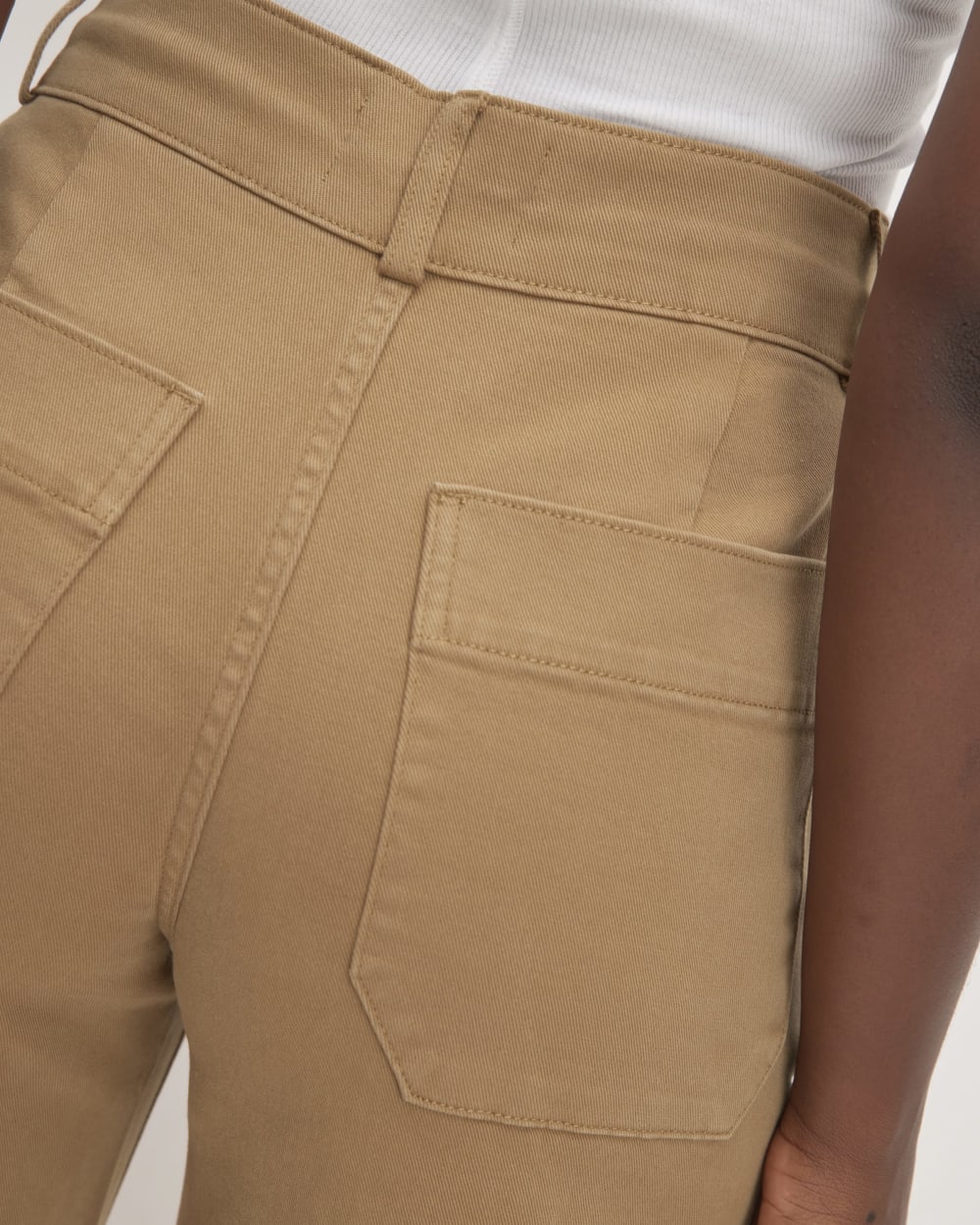 The Organic Wide-Leg Pant in Toasted Coconut — detail view