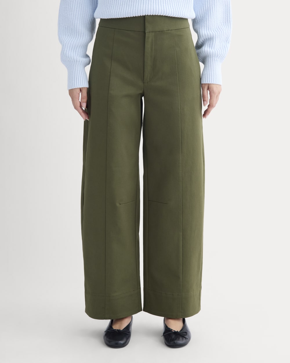 Seamed Balloon Pant in Olive Night — detail view
