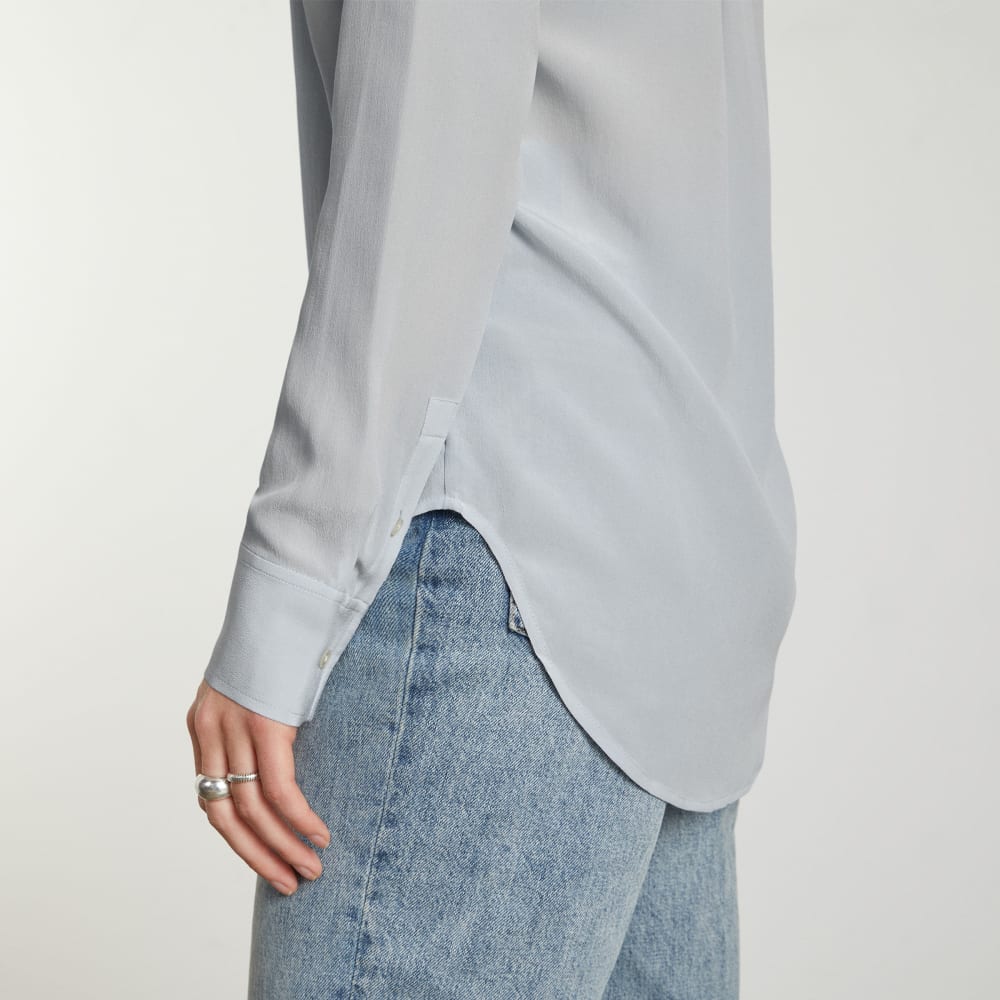 The Must-Have Shirt in Washable Silk in Sky — detail view