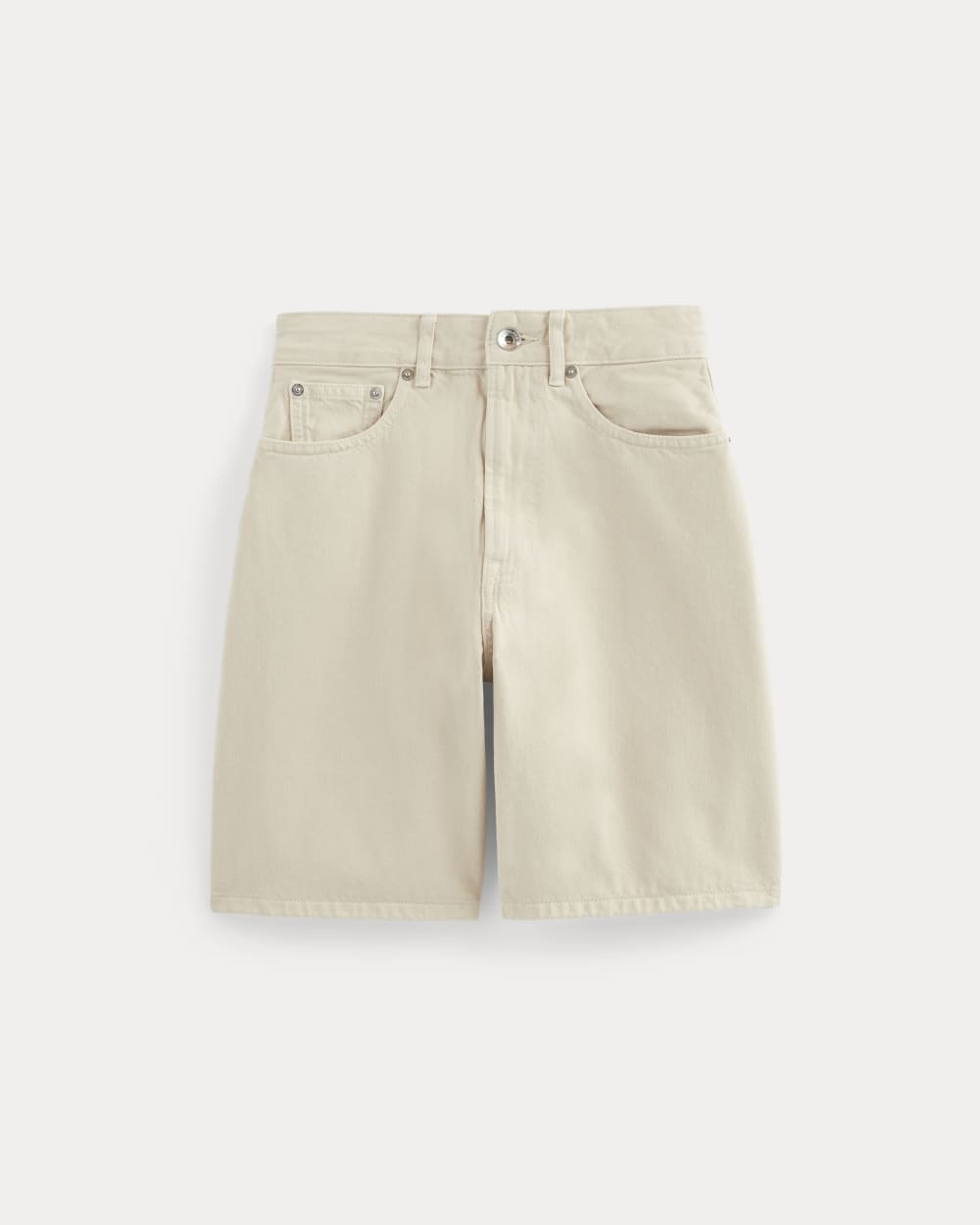 The Long A-Line Denim Short in Garment-Dyed White / Cream — alternate view