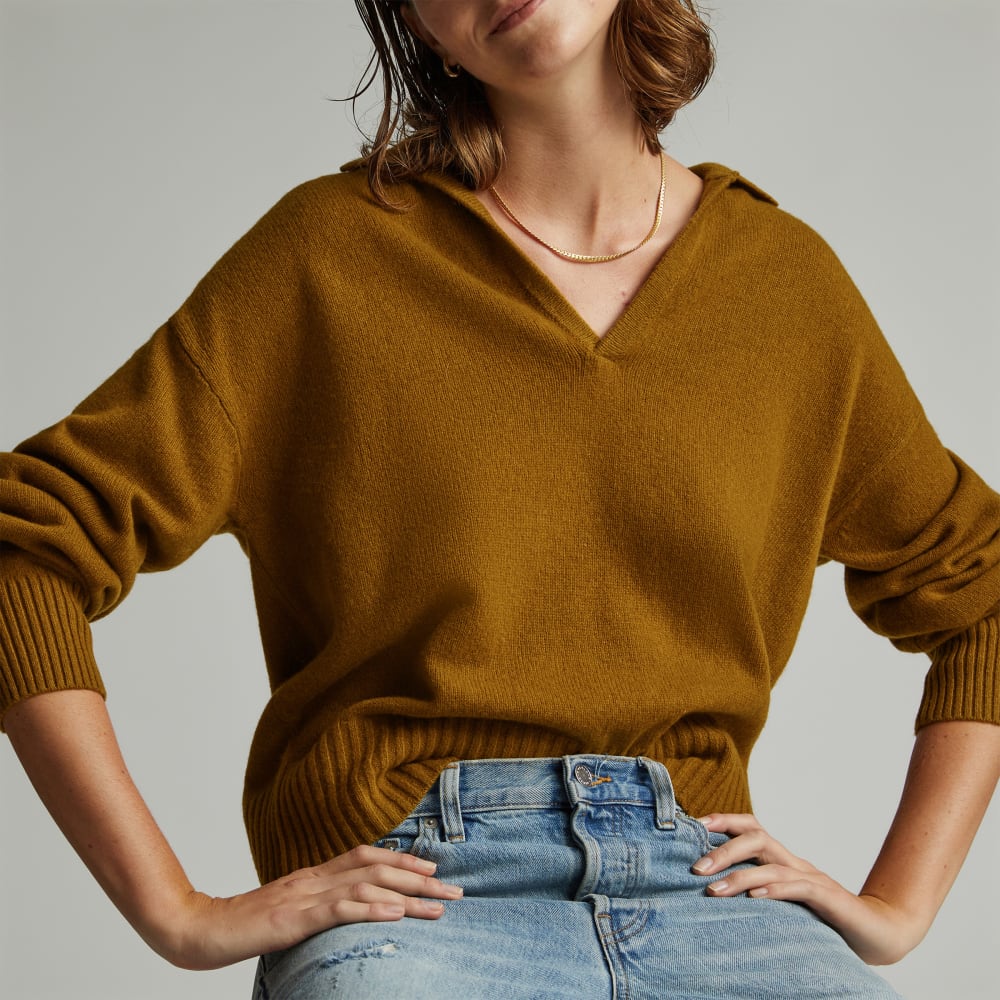 The Cashmere Polo in Tapenade — detail view