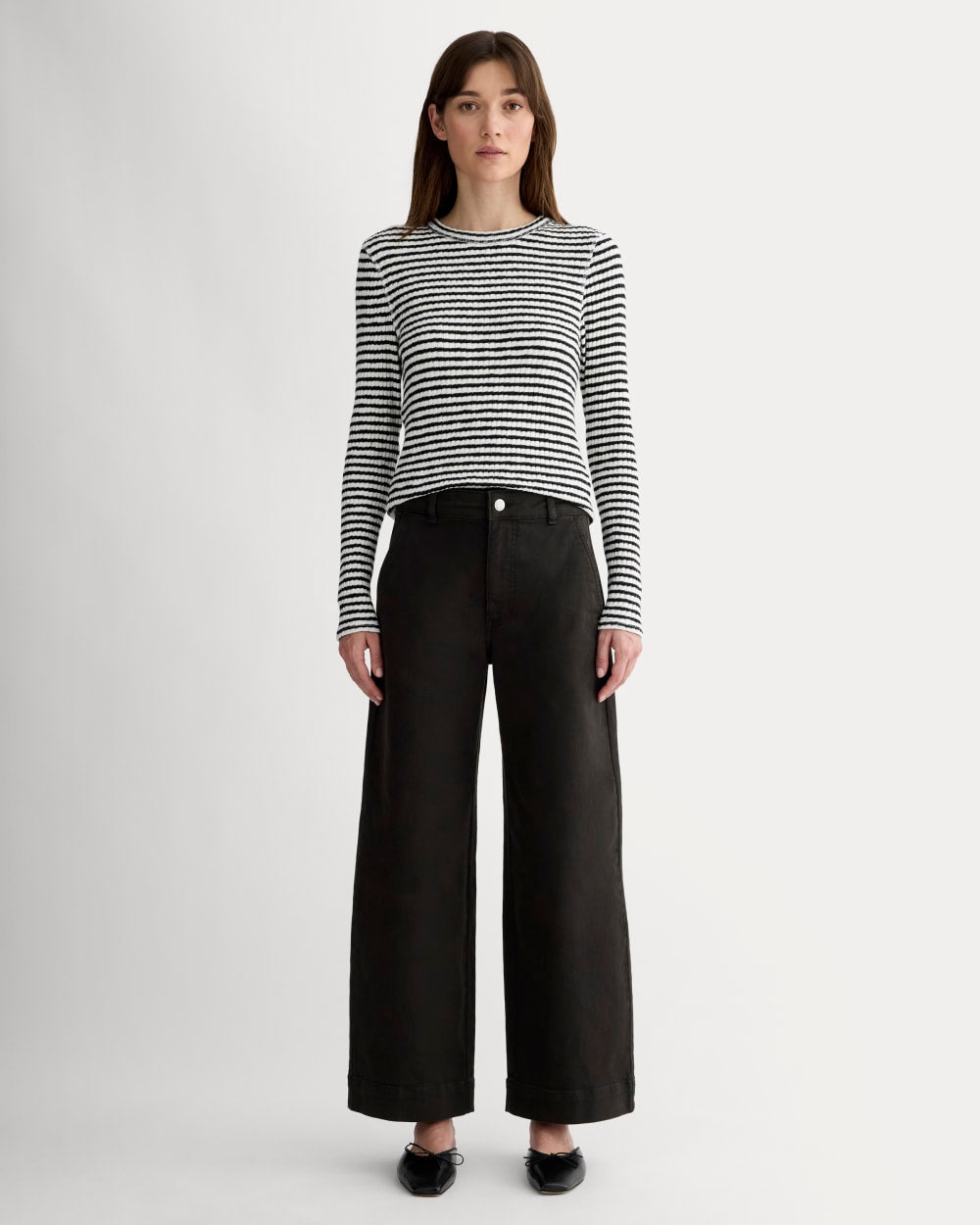 The Utility Wide-Leg Pant in Black — front view