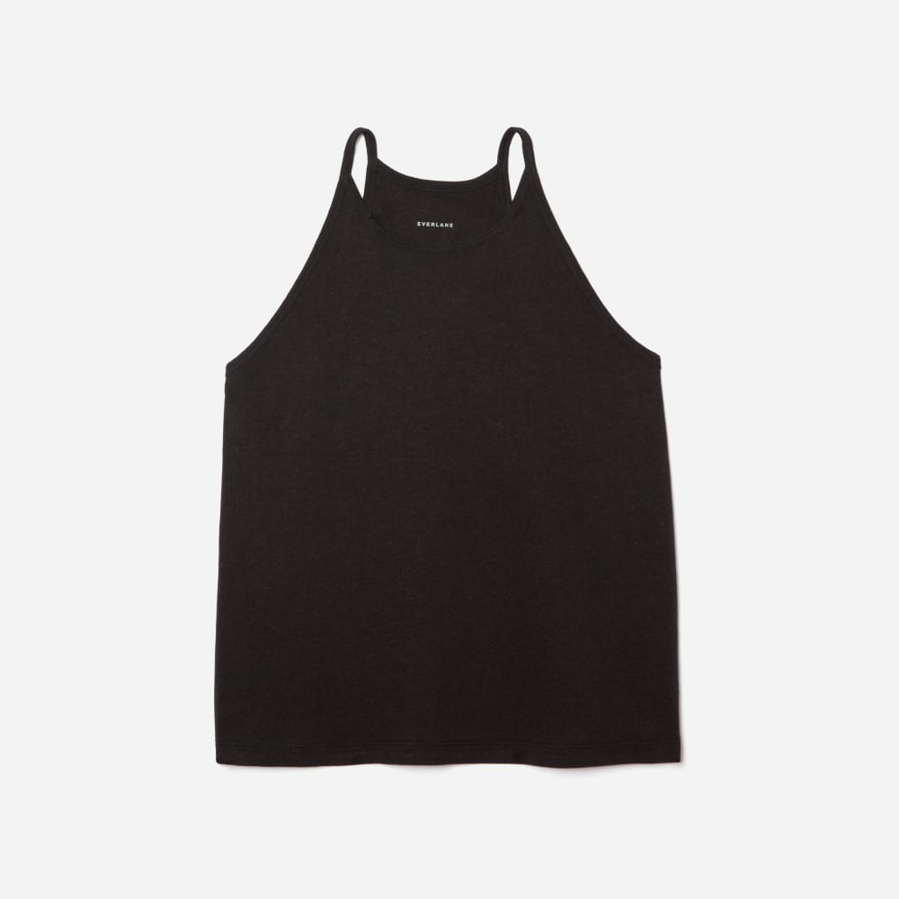 The Hemp Cutaway Tank in Black — front view