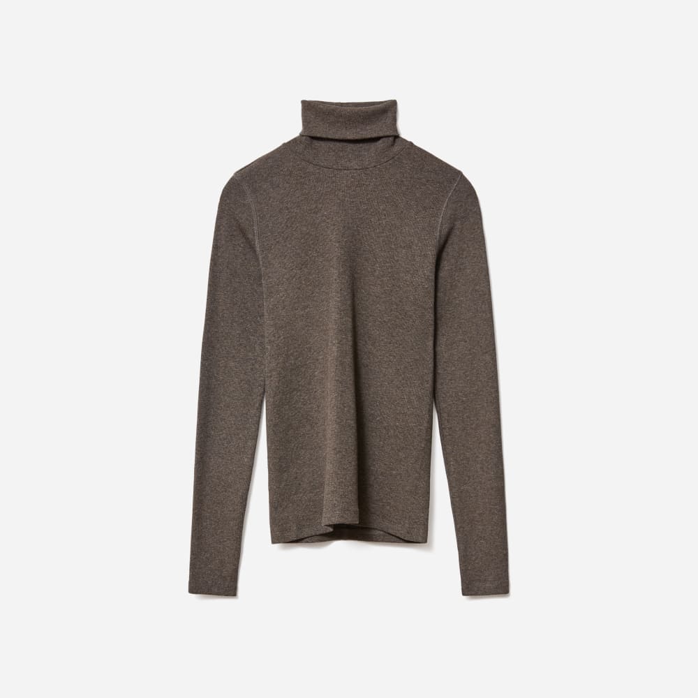 The Luxe Micro-Rib Turtleneck in Heathered Fatigue — front view
