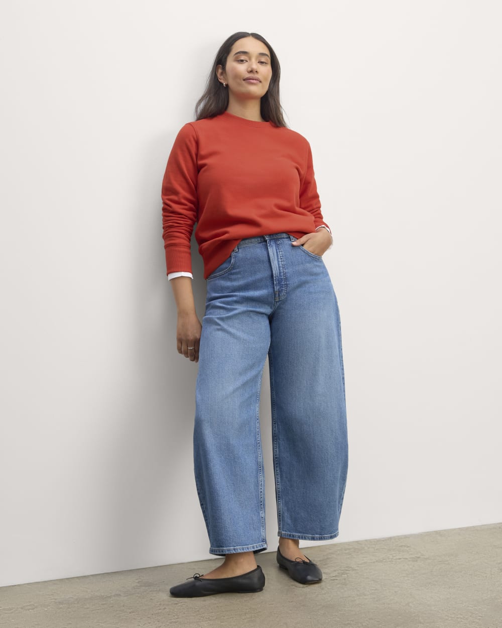 The Off-Duty Terry Crew in Poppy Red — detail view