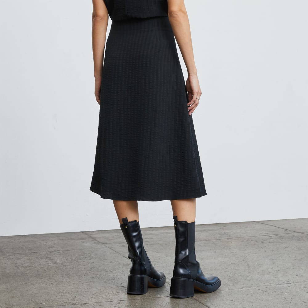 The City Stripe Midi Skirt in Black — detail view