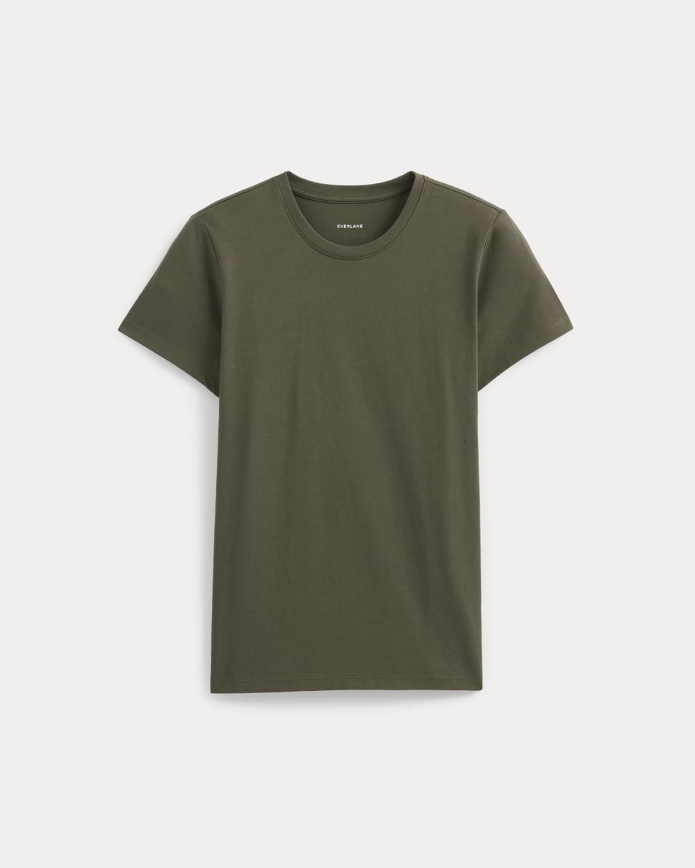 The Slim Crew in Essential Cotton in Olive Night — alternate view