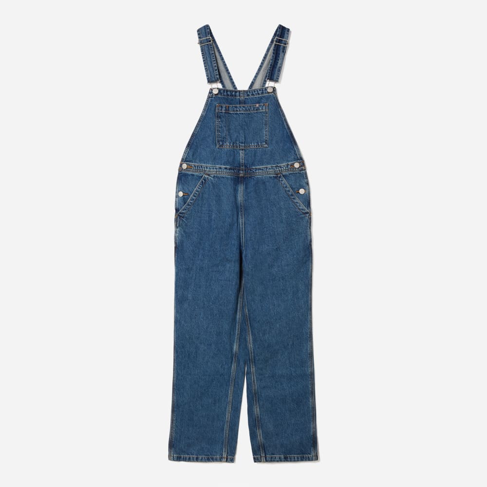 The Denim Overalls in Medium Indigo — front view
