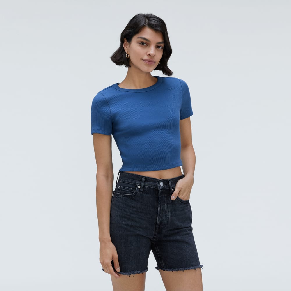 The ’90s Rib Tee in Deep Blue — alternate view