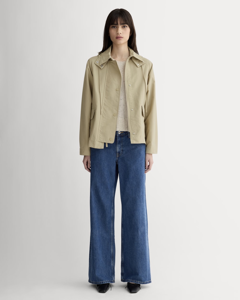 The Short Anorak in Trench Coat Khaki — detail view
