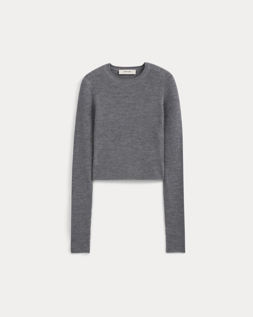 The Cropped Crew Top in Ultrafine Merino in Heather Mid Grey — alternate view