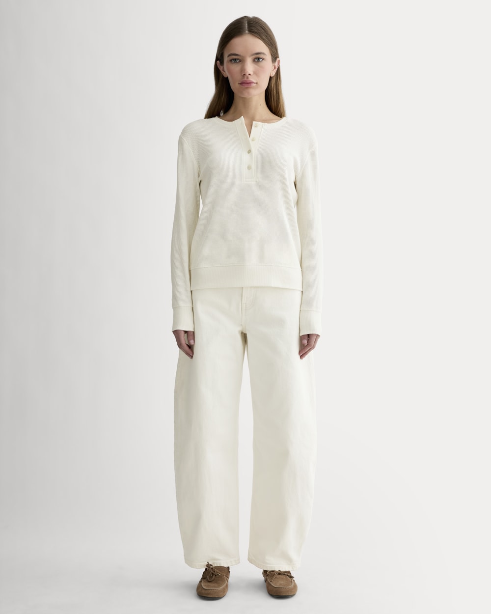 The Waffle Henley in Bone — detail view