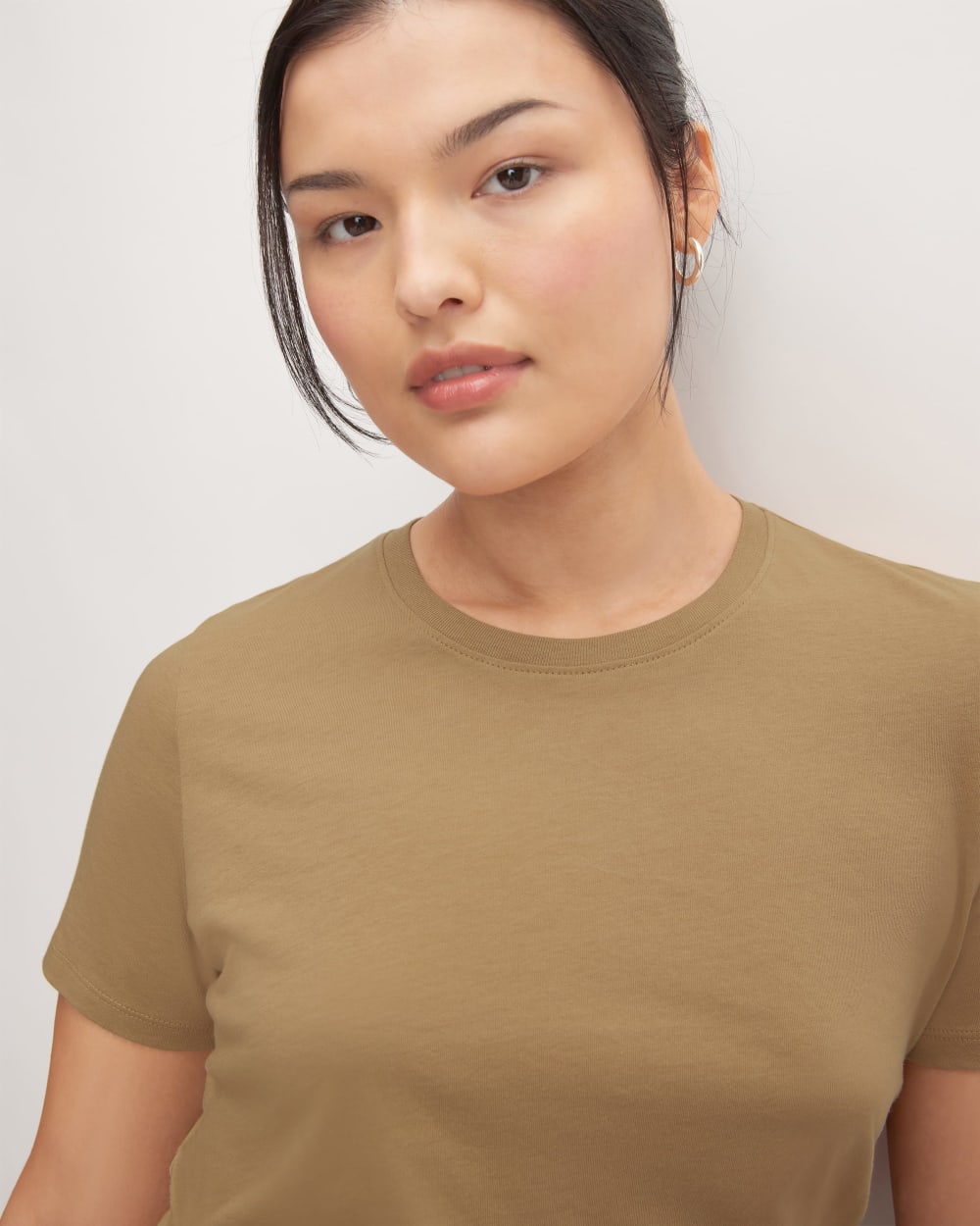 The Organic Cotton Crew Tee in Tiger's Eye — detail view