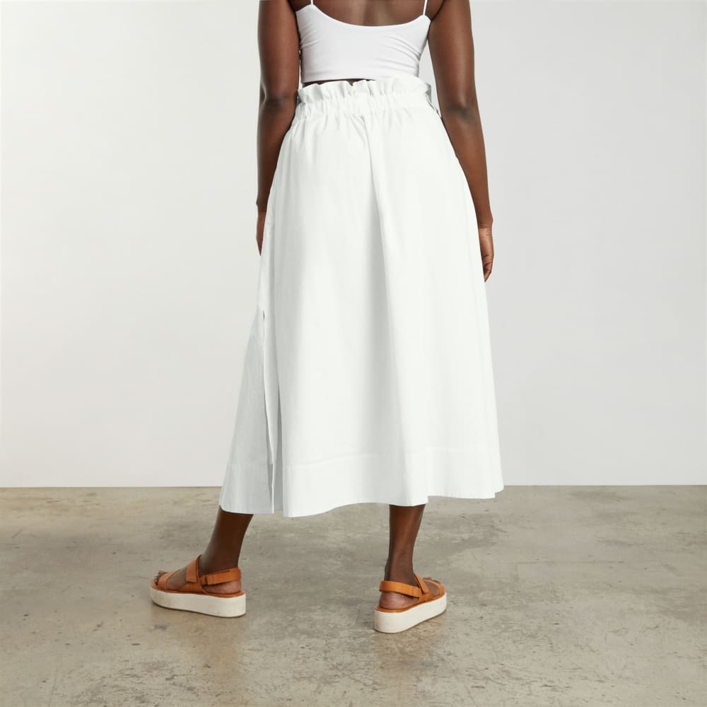 The Easy Button-Front Skirt in White — detail view