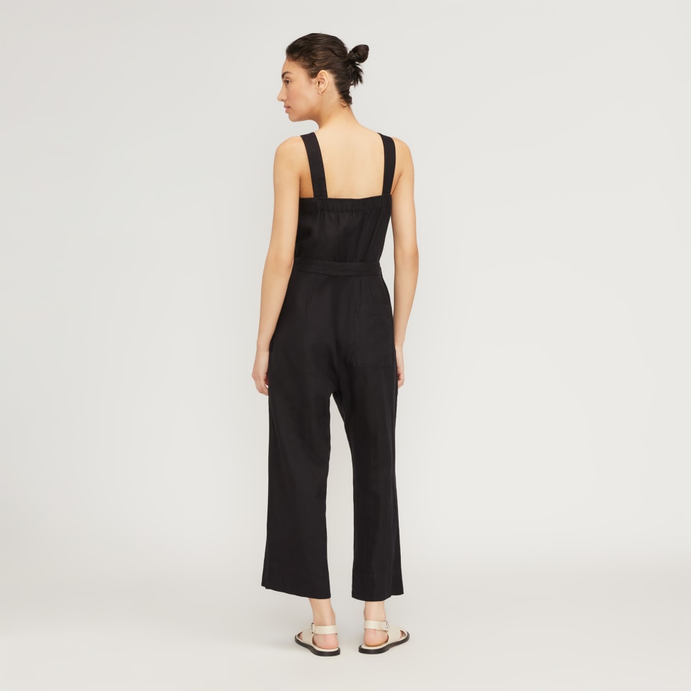 The Linen Jumpsuit in Black — detail view