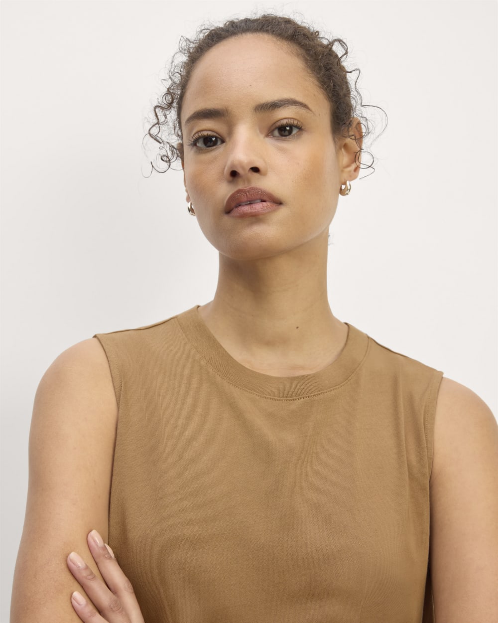 The Weekend Tank Dress in Toasted Coconut — detail view