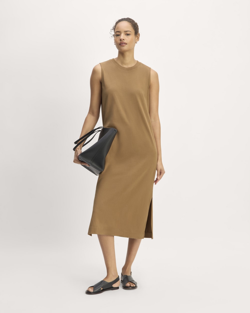 The Weekend Tank Dress in Toasted Coconut — front view
