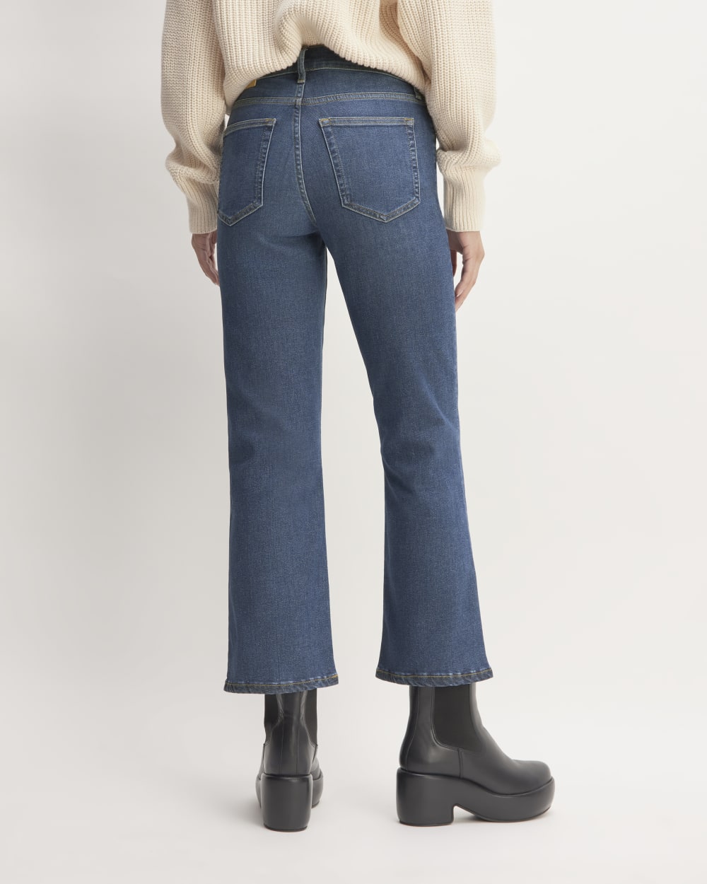 The Kick Bootcut Jean in Dark Indigo Blue — detail view