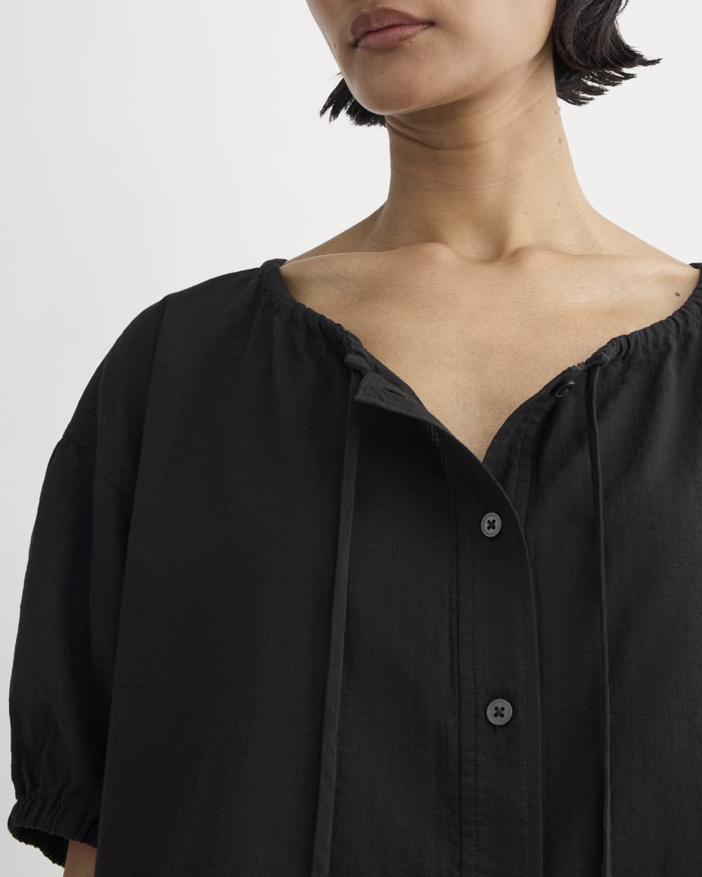 The Gauze Button-Up in Black — detail view