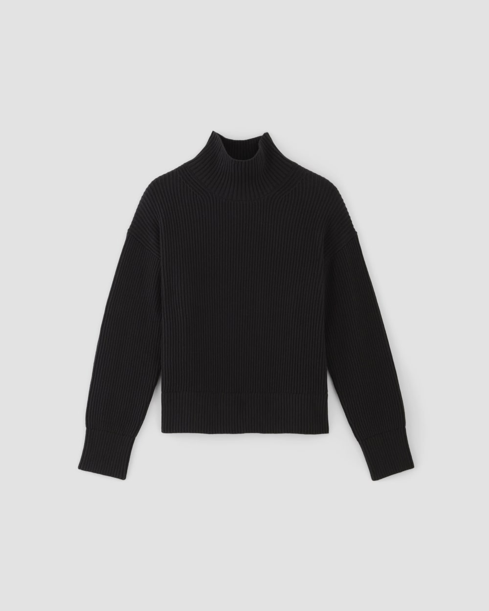 The Organic Cotton Ribbed Turtleneck in Black — alternate view