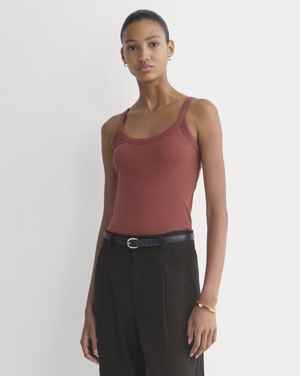 RetroSoft U-Neck Tank in Henna Red — front view