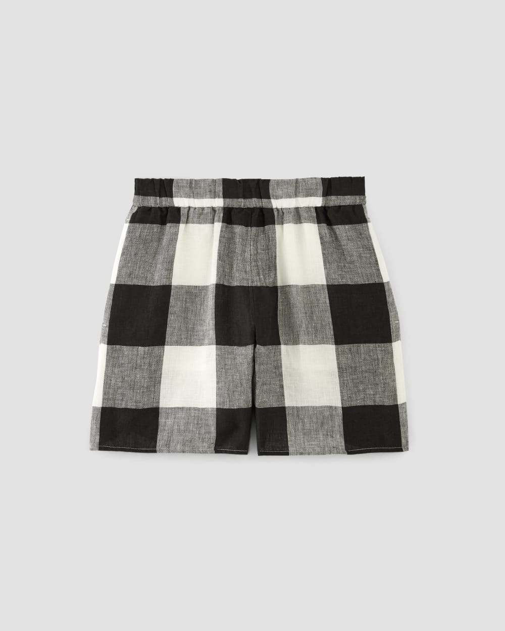 The Linen Easy Short in Bone / Black Check — alternate view