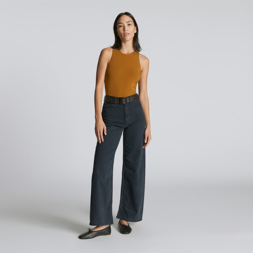 The Cutaway Tank Bodysuit in Tapenade — detail view