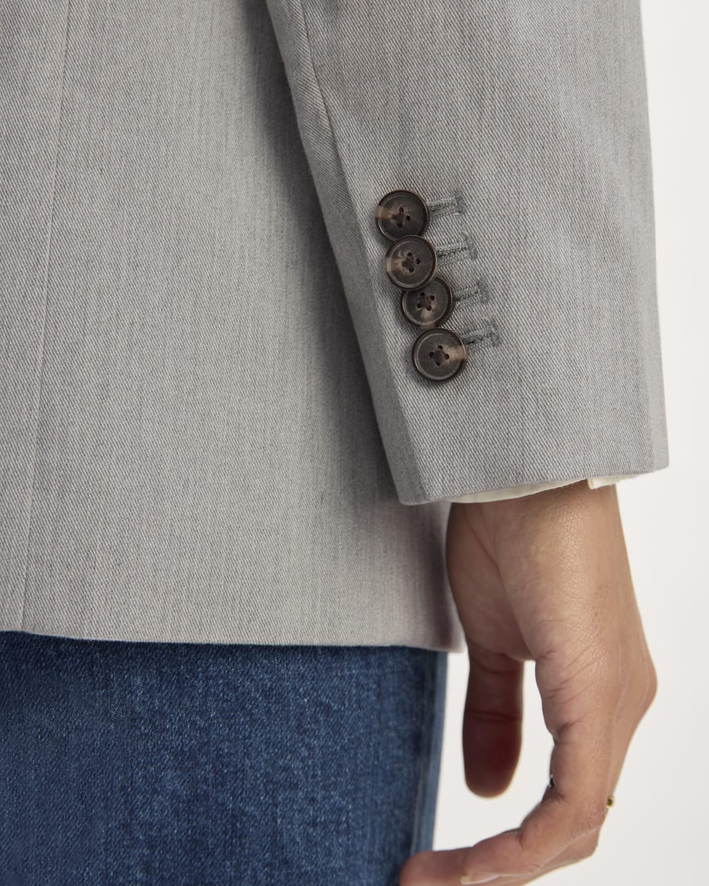 The Oversized Blazer in Buttersmooth in Heather Steel — detail view