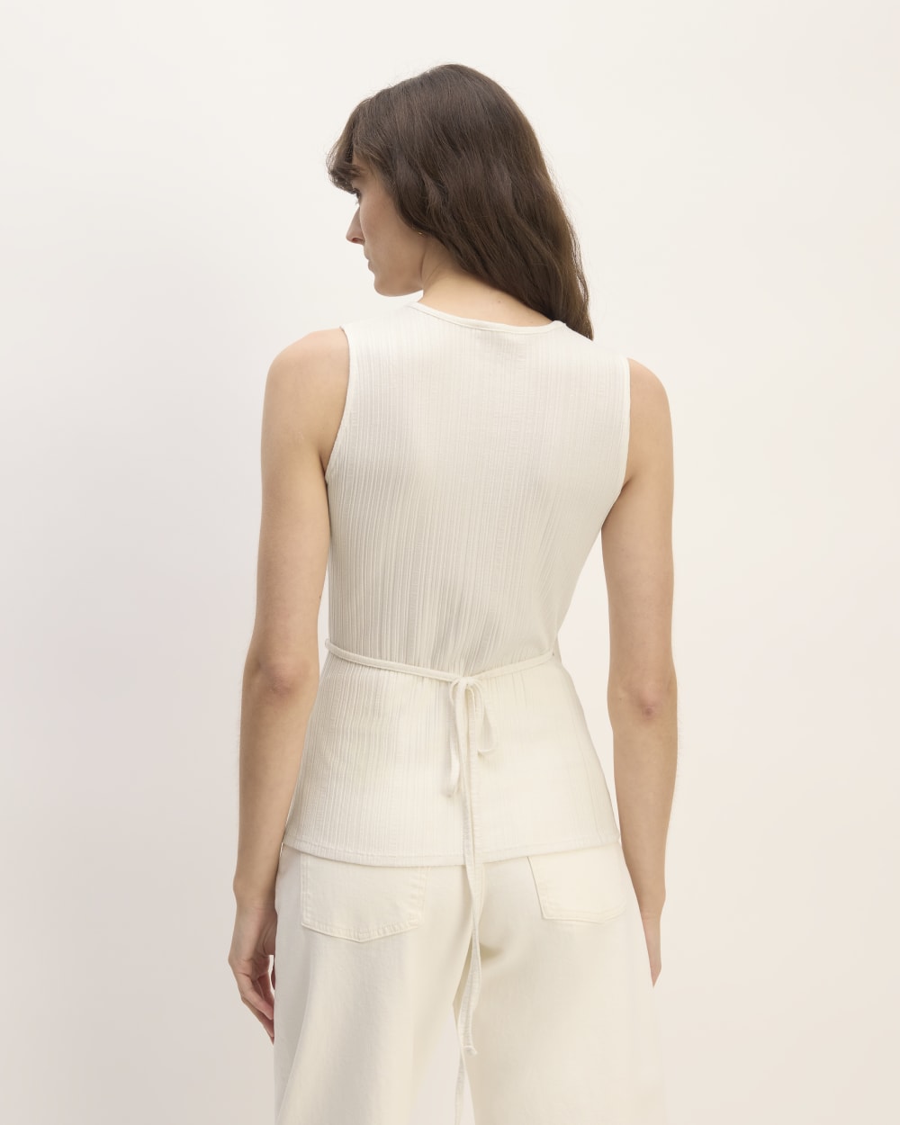 The Rib Wrap Top in Bone — detail view