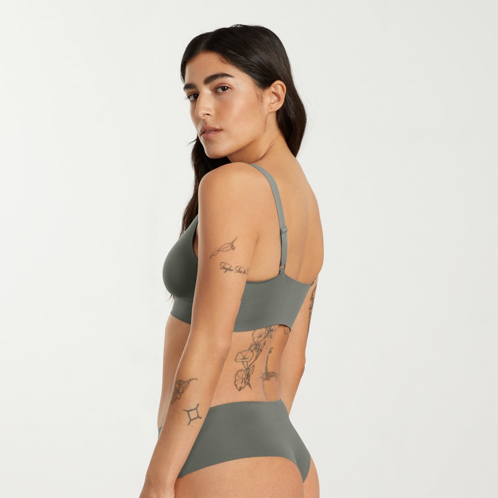 The Invisible High-Rise Thong in Pewter Green — detail view