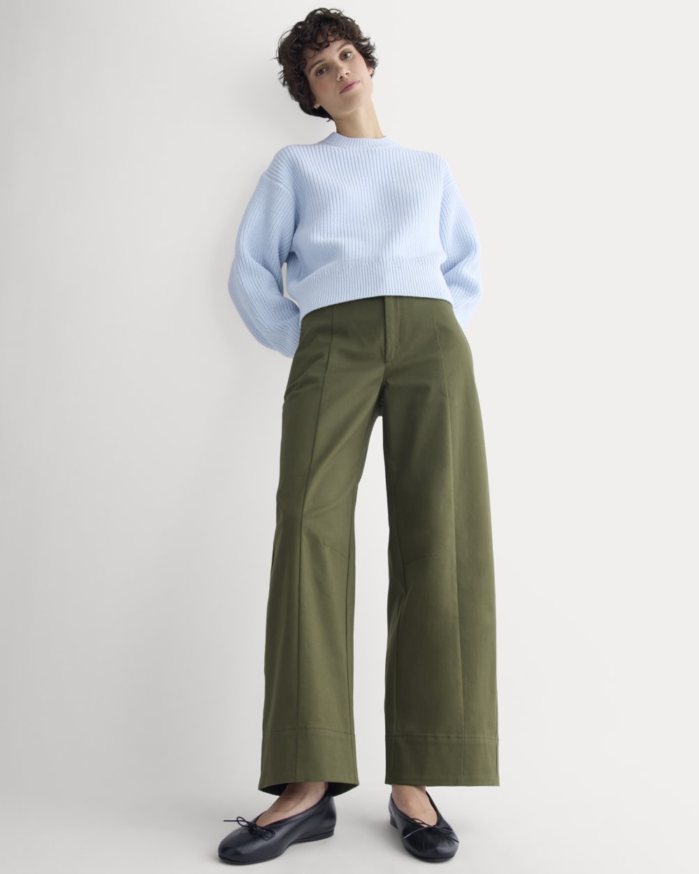 Seamed Balloon Pant in Olive Night — front view