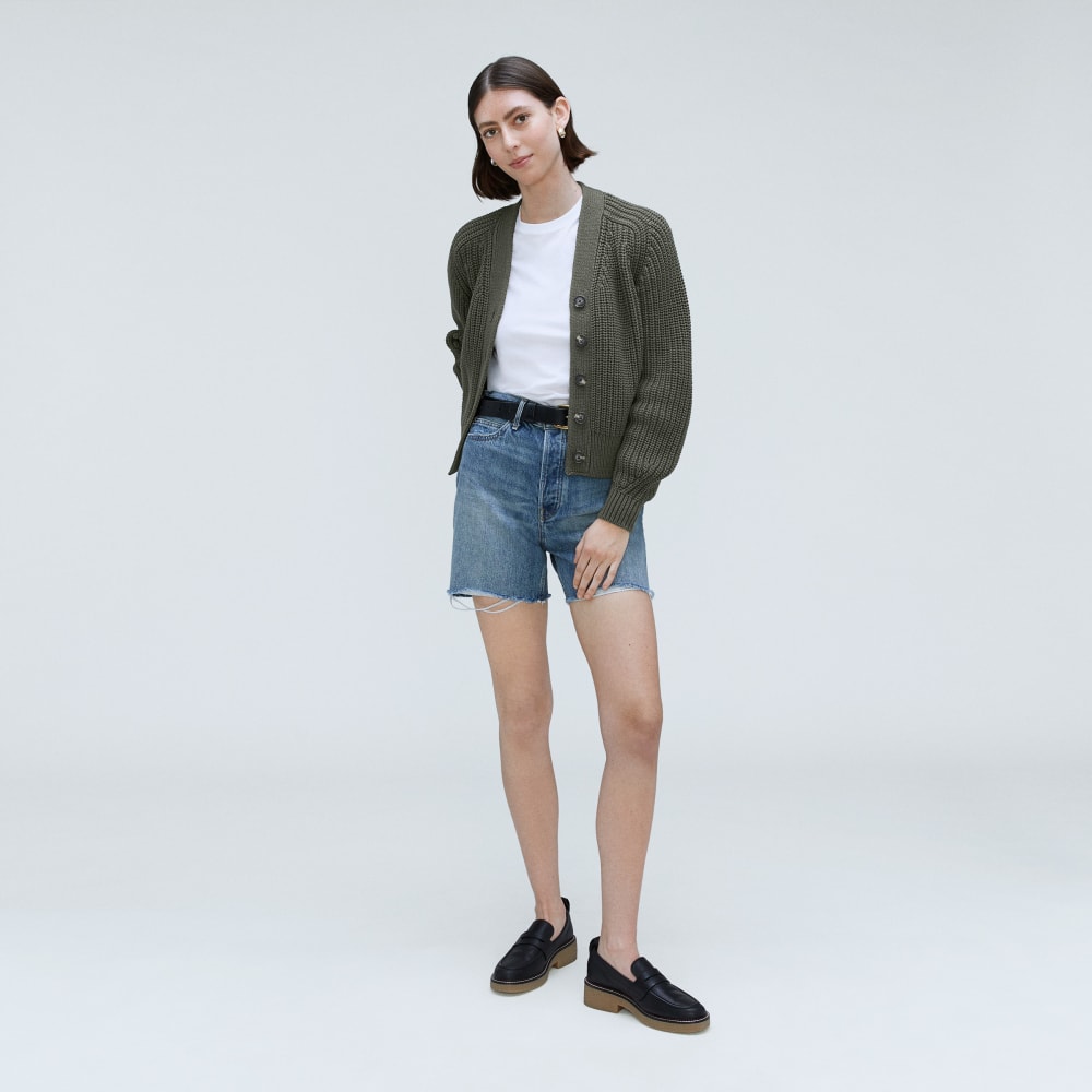 The Texture Cotton Cardigan in Kambaba — detail view