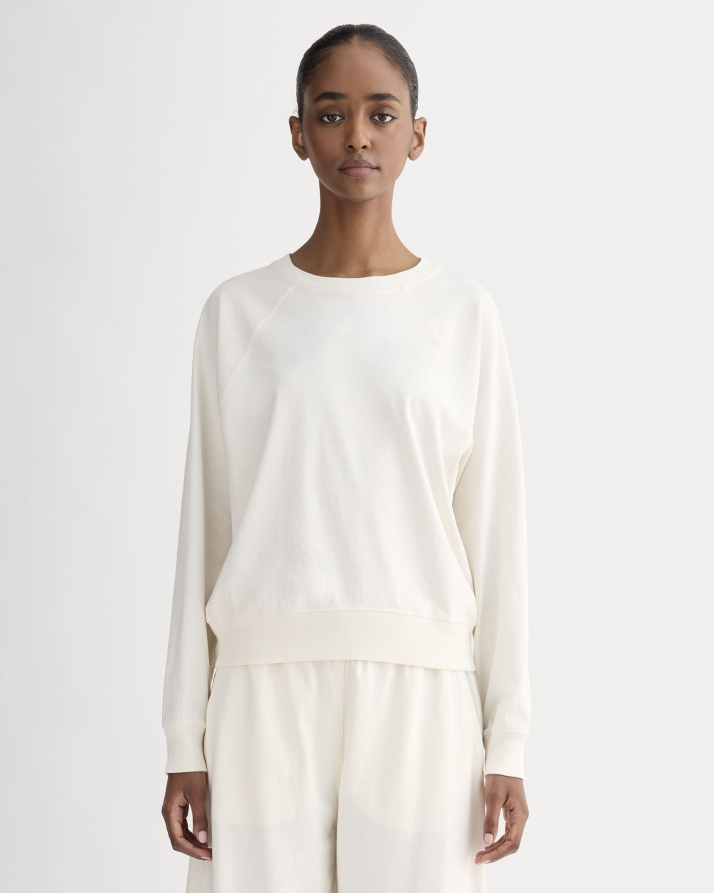 The Off-Duty Long-Sleeve Tee in Bone — front view