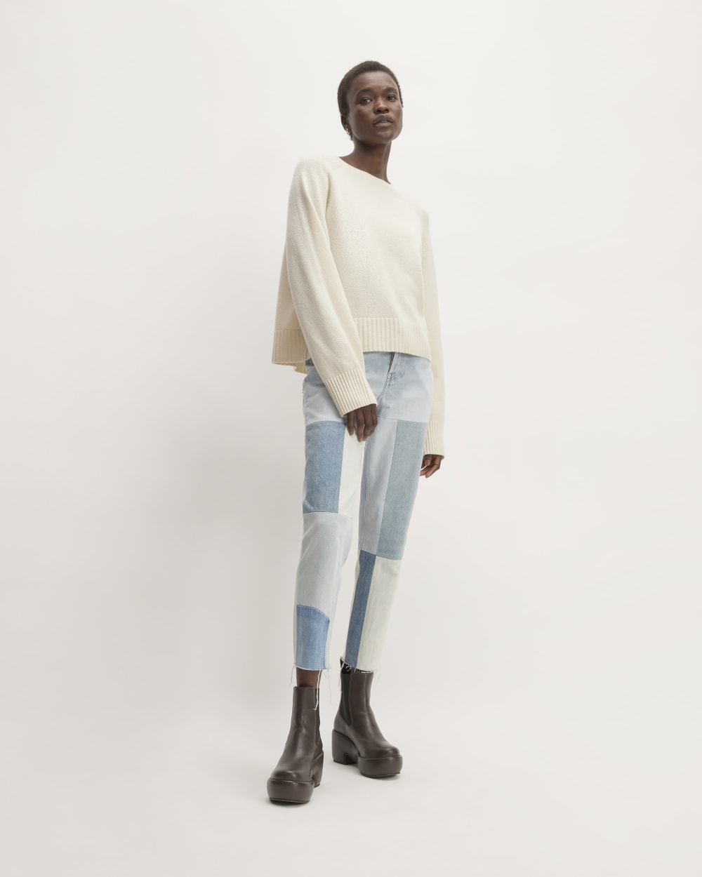 The ’90s Cheeky® Mended Jean in Patched Indigo — front view