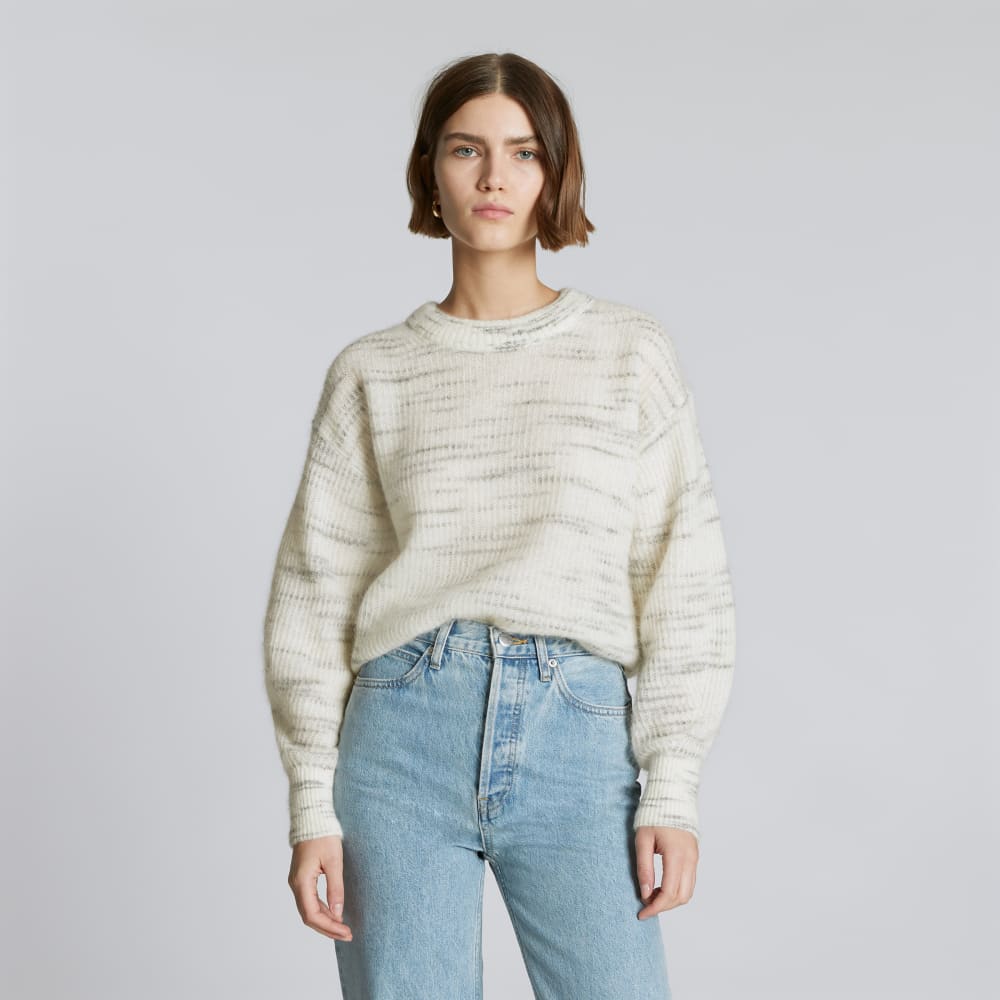 The Cocoon Crew in Alpaca in Light Grey Heather — front view