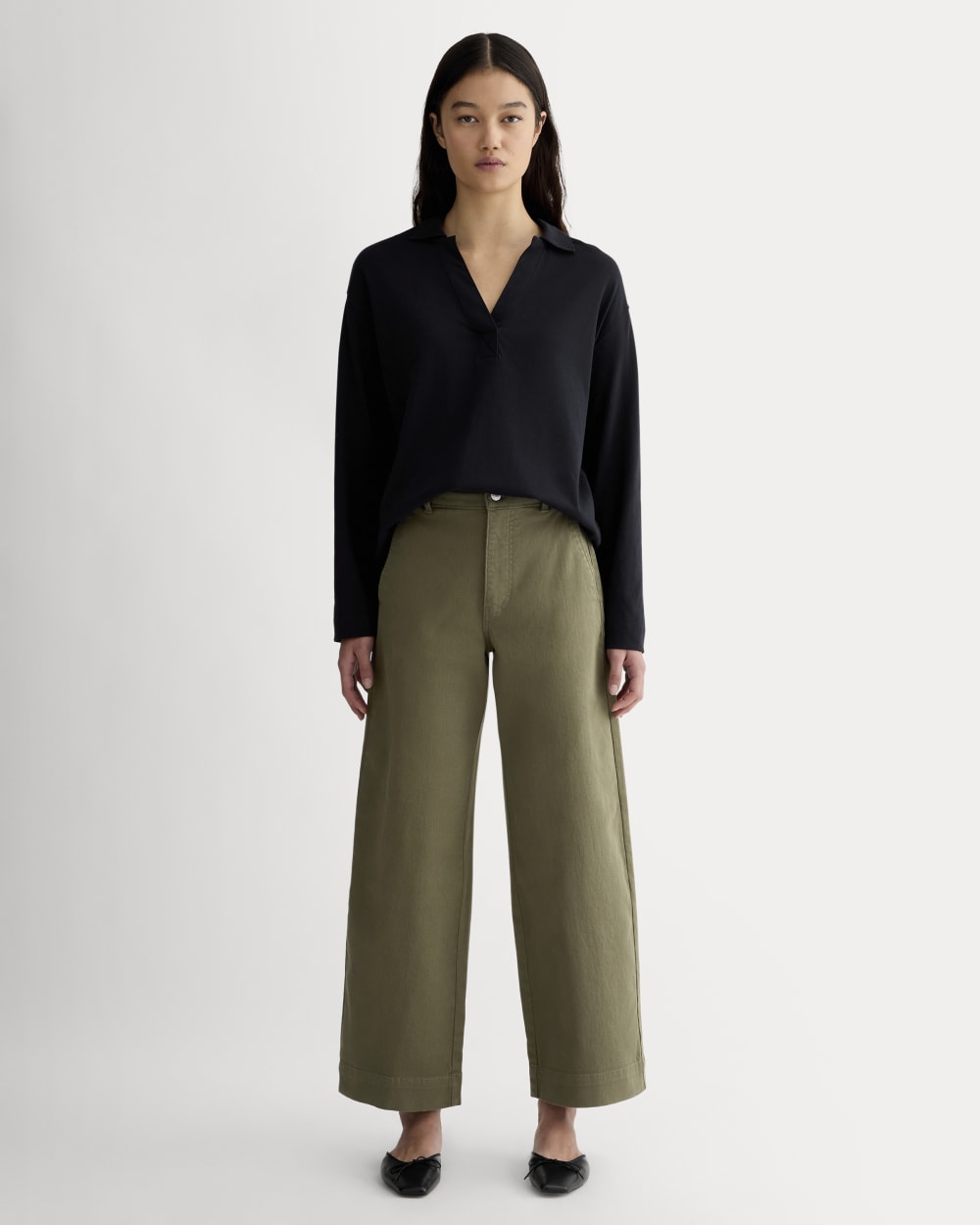 The Utility Wide-Leg Pant in Kalamata — front view