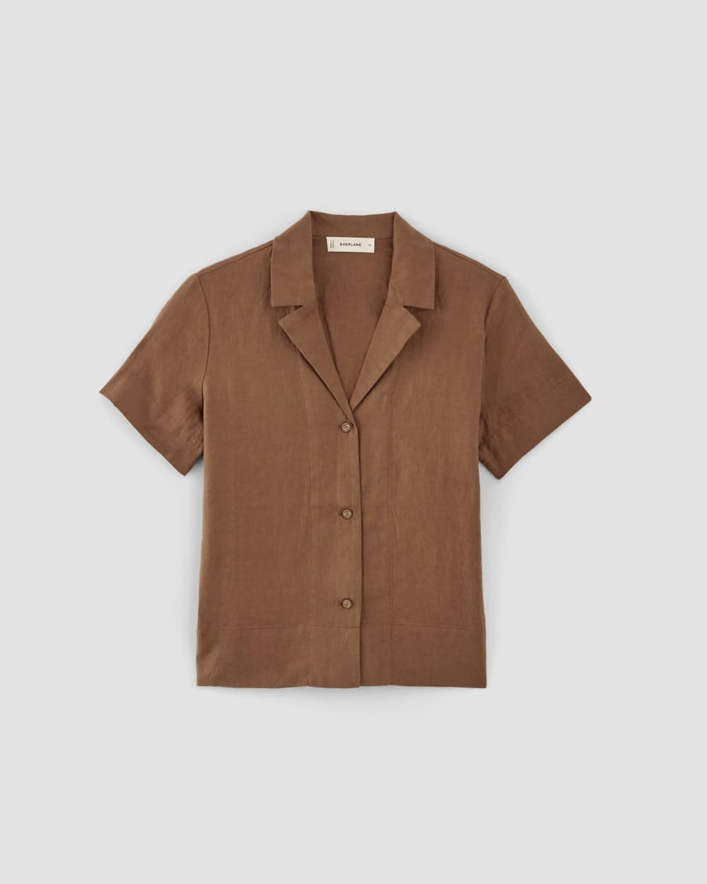 The Notch Shirt in Linen in Carob Brown — alternate view